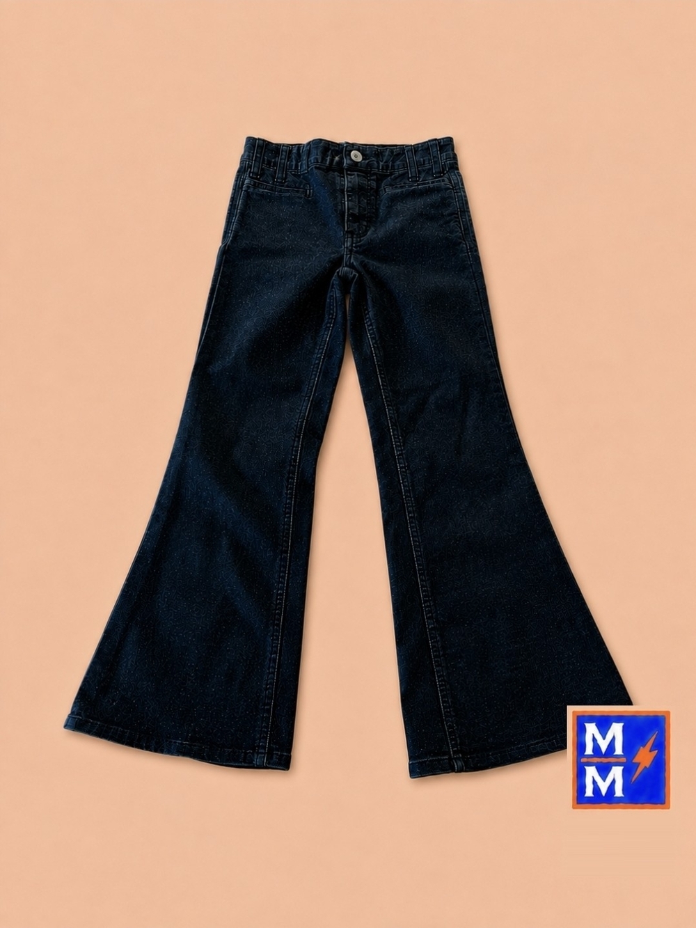 Wonder Nation Girls M 7-8 Sparkle Flare Jeggings Dark Wash Stretch Jeans